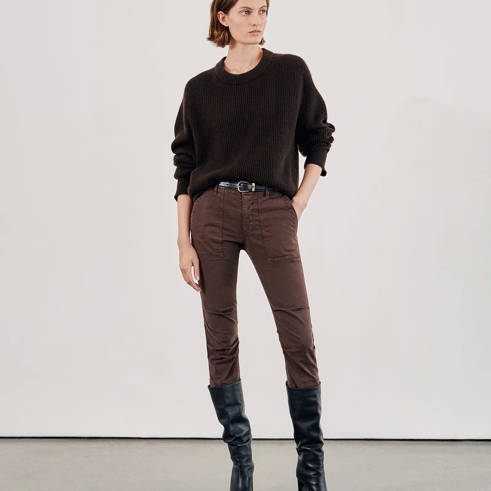 Nili Lotan Cropped Military Pant Brown Sz 6